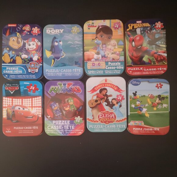 Lot of 8 - 24 Piece Mini Puzzles in Collectable Tins Various - Picture 1 of 4